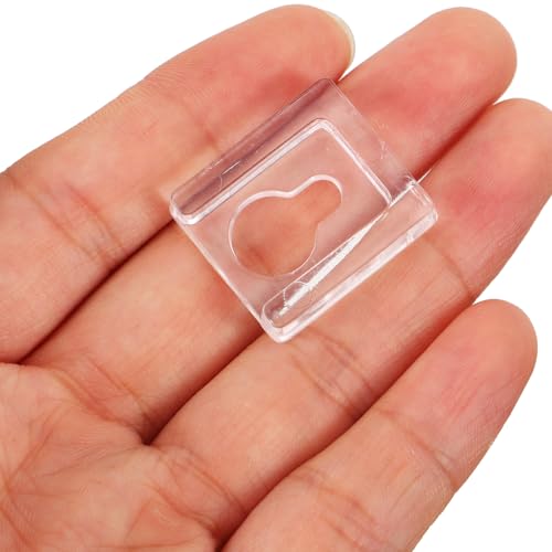 Image of Veemoon 8Pcs Picture Frame Keyhole Hangers, Acrylic Frame Hanging Clips Wall Shelf Hangers Clear Mirror Mounting Brackets Heavy Shelf Glass Bracket Backplane Tool