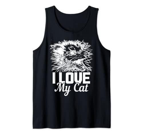 Opossum I Love My Cat Funny Zarigüeya Camiseta sin Mangas