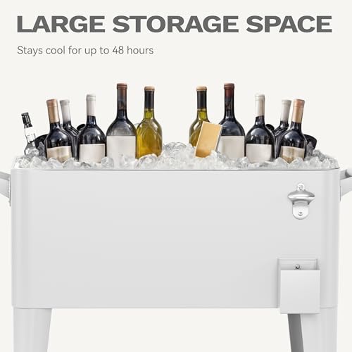 DWVO Ice Chest with Wheels,80 Quart Rolling Cooler w/Bottle Opener Drainage by DWVO - Used condition - Image 5