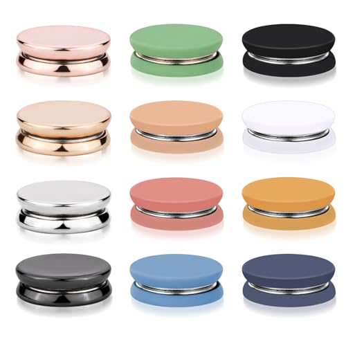 12pcs Hijab Magnetic Pins, Strong Hijab Magnets Multi-Purpose Clothes Colorful Magnetic Scarf Clasp Pinless Brooch Hijab Pins Buttons for Women Clothing Dress Scarves (Matte+Plating)