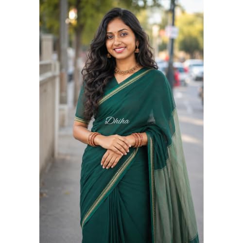 Image of Narayanpet Pure Cotton Avani Border Saree for Women with Running Blouse | Tassels | Traditional Woven Solid Design | Handloom Weave