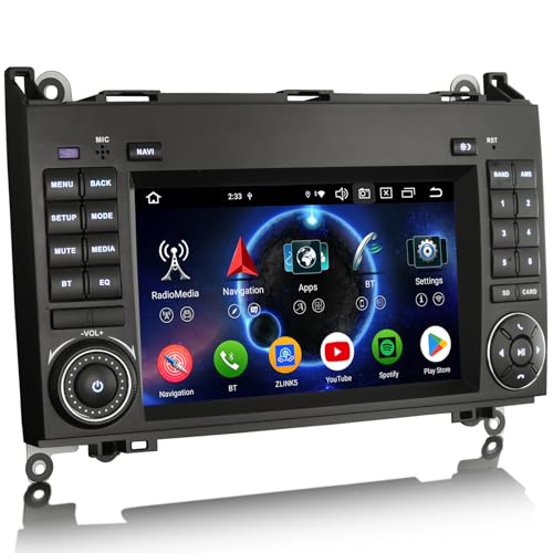 Erisin Android 14 4GB+64GB Radio de Coche para Mercedes Clase A/B W169 W245 Sprinter Viano VW Crafter Inalámbrico Carplay Canbus 2.0GHz 8 Core CPU GPS Navi DSP IPS Pantalla táctil BT5.0 WiFi