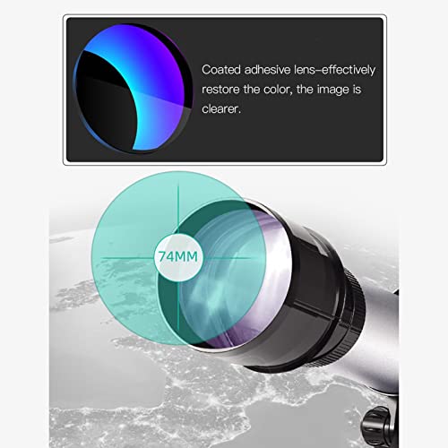 Tempaky Telescópios para adultos iniciantes 74 mm de abertura astronômico refrator telescópio 350-40