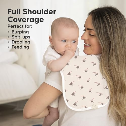 Image of 5-Pack Muslin Burp Cloths Baby Boy, Girl - Very Absorbent Baby Burp Cloth Rags, 8-Layers Viscose Derived from Bamboo Cotton Muslin Towel, Super Soft Spit Up Rags, No Shrink Washcloths (Wildscape)