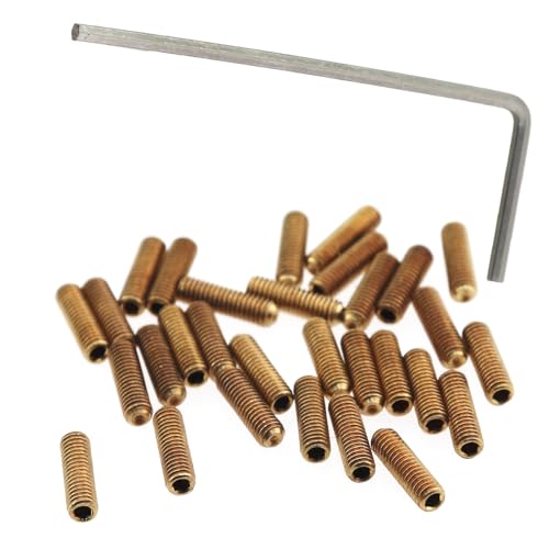 CChiai 30PCS Stainless Steel Guitar Bridge Saddle Height Adjustment Screws 6/8/10mm Headless Hex Socket Set Screws Includes Matching Wrench Metric M3x10