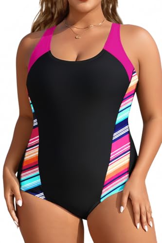 Image of Aqua Eve Plus Size Swimsuits Athletic One Piece Bathing Suit for Women Tummy Control Slimming Swimwear
