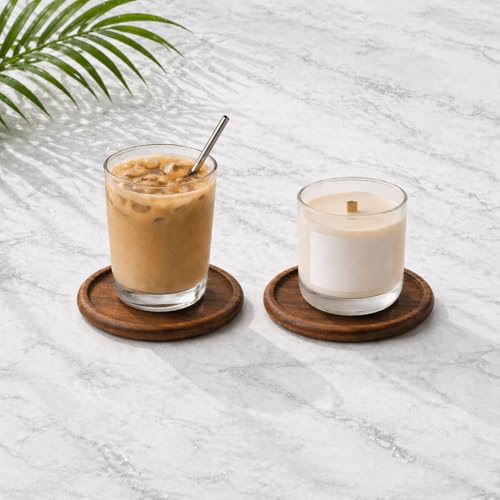 Miniatura 5 de Sabai Ly - 2 Portavelas Elegantes De Nogal Fsc - Ø 10 Cm 1 Cm Borde Redondeado - Platos Y Soportes Para Velas Y Posavasos Decorativos, Toque Cálido Para Tu Hogar, Candelabros De Madera Sostenible