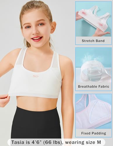 Training Bras for Girls 8-10 Seamless Girls Bras 10-12 Years Old Breathable Cotton Racerback Sports Bras Ultra Comfort2