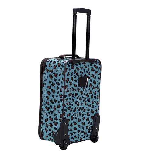 Image of Rockland Fashion Softside Upright Luggage Set,Expandable,Telescopic Handle,Wheel, Blue Leopard, 2-Piece (14 /19)