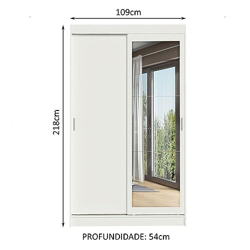 Guarda-Roupa Solteiro Madesa Tokio 2 Portas de Correr com Espelho 2 Gavetas