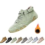 CupitiDU Tenis ortopédicos con soporte de arco para hombres y mujeres, botas de nieve cálidas de forro polar de invierno, gamuza italiana hecha a mano, zapatos ortopédicos de invierno impermeables,