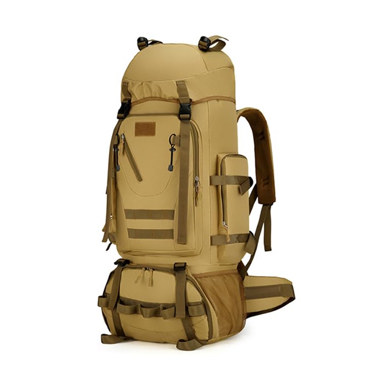Outdoor Hiking Backpack Men's 100l Large Capacity Lightweight Backpack Women's Hiking Waterproof Tourism (Khaki)