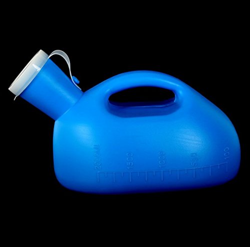 Dasiter Botella de orina masculina de 2000 ml con tapa, contenedor colector de orina, botella de orina móvil para incontinencia