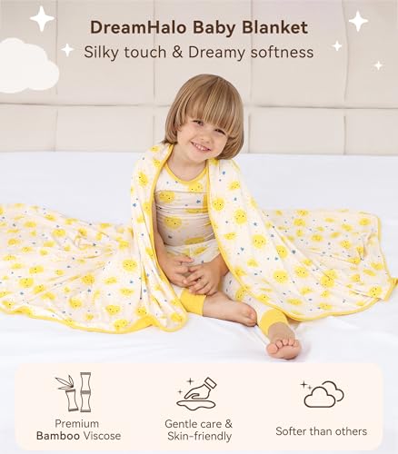 Image of Premium Baby Blankets, Soft Viscose from Bamboo Blanket for Boys and Girls, Nursery Crib Bedding Quilt for Newborn and Toddler, Cooling for Hot Sleepers, 50'' x 50'' Sun