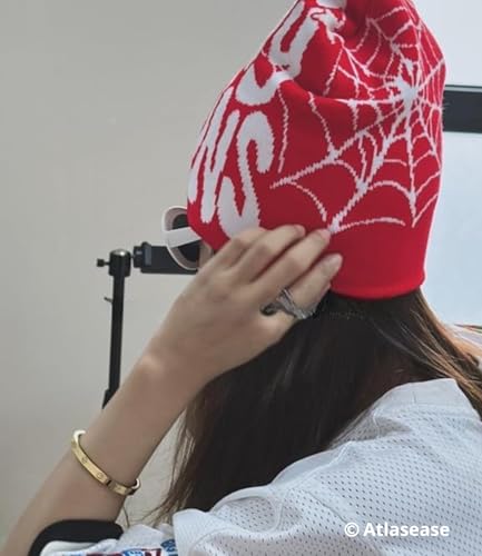 Image of Printed Beanie Hat, Beanies Y2K Winter Hats Streetwear Skull Cap Double-Layer Knitted Beanies Warm Knit Beanie, Hip Hop Streetwear Clothing