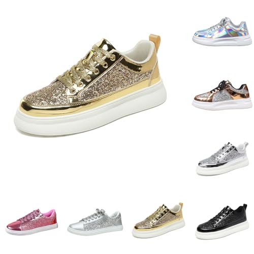 Baskets à paillettes confortables contre les douleurs aux pieds en soirée pour femme