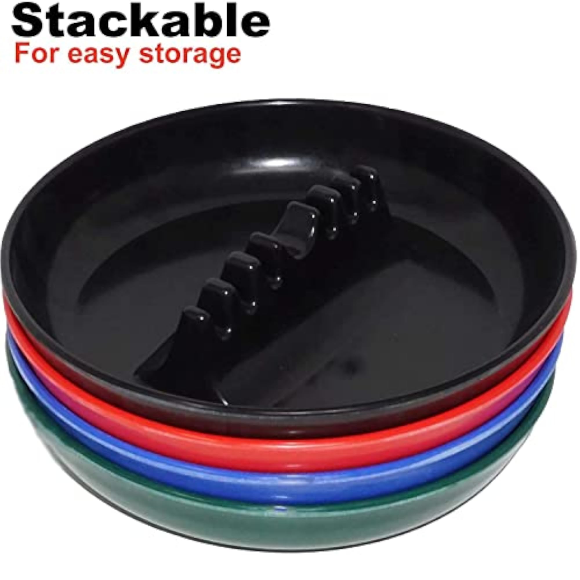 Set of 4 Colors Round Plastic Ashtray - Tabletop Use