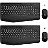 Combo de teclado y mouse inalámbricos, diseño ergonómico de tamaño completo con reposamuñecas acolchado, soporte para teléfono integrado, conectividad USB silenciosa de 2.4 GHz para PC, laptop