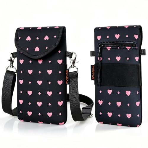 Image of Neoprene Phone Sleeve Pouch Case Bag for Men Women w /Crossbody Strap /Neck Lanyard for iPhone 17 /16 /15 /14 Pro Max, Samsung S25,Pixel 10