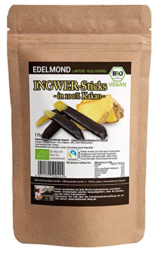 Edelmond Bio kandierter Ingwer. In 100%-Schokolade. 175g