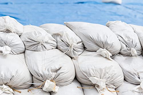 Foto von TK THERMALKING 100x Sandsäcke für Hochwasser - Sandsack leer mit Zugband zum Befüllen – Hochwasserschutz Kellerfenster – PP Gewebesack Weiß (40 x 60 cm)