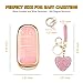 FT FUNTOR for Jeep Key Fob Cover,Compatible with Jeep Grand Cherokee Compass Renegade Dodge Charger Dart Durango Journey RAM Chrysler,5 Buttons TPU for Dodge RAM Key Fob Cover with Golden Edge(A-Pink)