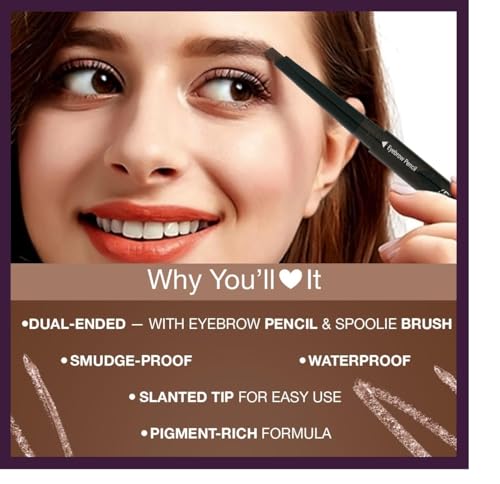 Image of Dual-Ended Eyebrow Pencil | Highly Pigmented | Slanted-Tip | Natural Finish | Smudge-Proof Eyebrow Pencil (brown) pack of2