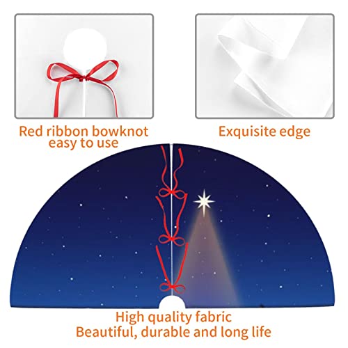 Holy Blue Star Christmas Nativity Scene Christmas Tree Skirt 36 In For Xmas Halloween Holiday New Year Party Circle Tree Mat Decor Ornaments Decoration #TOP3