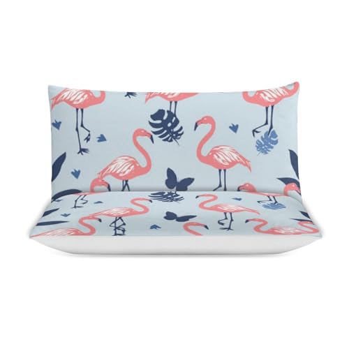 Ropa de cama de flamencos de microfibra con dos fundas de almohada infantiles 4