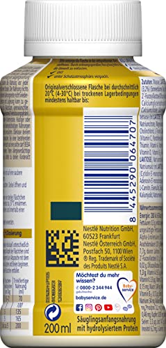 Nestlé BEBA SUPREME PRE Anfangsmilch trinkfertig, von Geburt an, nur Laktose, ohne Palmöl, 1er Pack (1 x 200ml)
