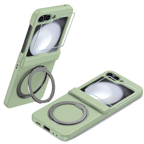 Coque Samsung Z Flip 6 anti rayures protégeant la charnière avec anneau vert