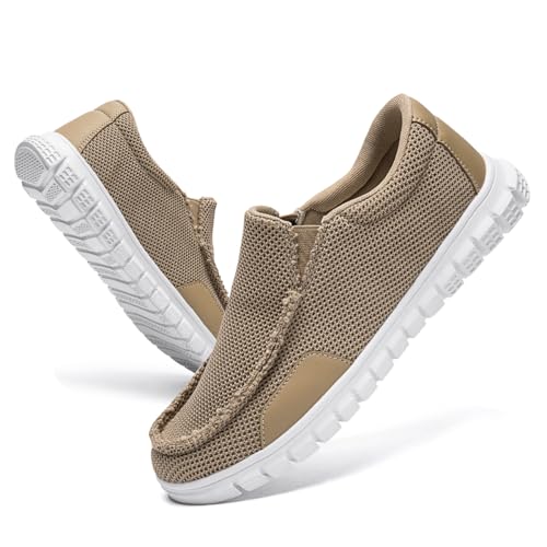 Mens Slip on Loafers Boat Shoes Non Slip Walking Shoes Running Fashion Sneakers for Men Comfort Lightweight Breathable Casual Office Shoes Brown 8