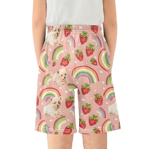 Strawberry Puppy Rainbow Short Pajama Pants Bottoms Soft Sleepwear with Pockets2