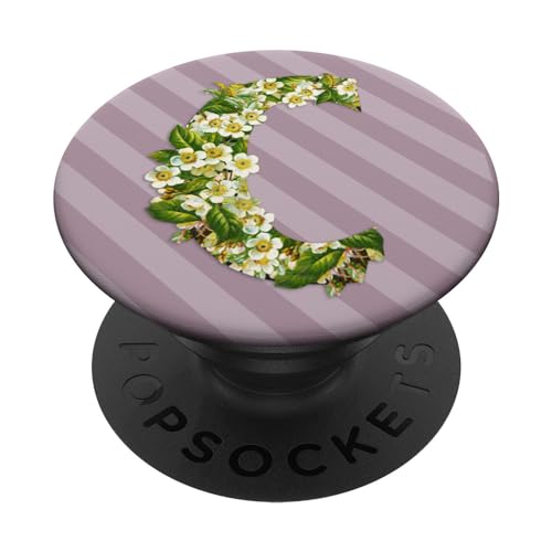 Letter C Initial Monogram Personalized Floral Dusky Purple PopSockets Standard PopGrip