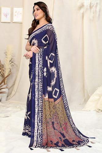 Image of MIRCHI FASHION Saree for Woman Chiffon Shibori Printed | Lightweight Regular Use and Professional Office Sari with Blouse Piece
