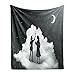 Lunarable Neverland Throw Blanket, Peter Pan Story Pan and Wendy Standing on Clouds Moon Night Dream, Flannel Fleece Accent Piece Soft Couch Cover for Adults, 50