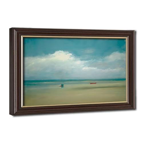 Toile Anne Packard deux bateaux à marée basse 20x30 cm pour décoration murale