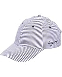 bugatti | Gorra de béisbol para hombre a rayas con efecto seersucker | gorra veraniega con texto y strapback, azul marino, Talla única