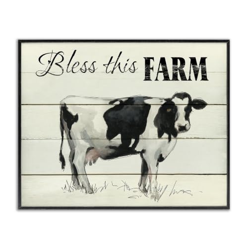 Bless This Farm Grazing Dairy Cow, 16 x 20 Inch Framed Giclée Print