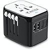 MOTZEA International Travel Plug Adapter, 5 in 1 European Travel Plug Adapter with 2xUSB-A and 2xUSB-C