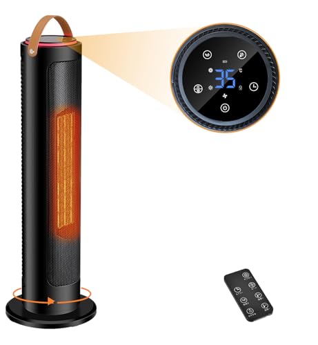 セラミックヒーター 電気ファンヒーター 2秒で即暖まる 【ECO省エネ 左右80°首振り チャイルドロック 転倒オフ 温度設定 1〜9Hタイマー機能】 冷暖兼用 持ち運び 低騒音 タワー型 書斎/部屋/浴室/リビング/脱衣所/風呂/トイレ/洗面所 日本語説