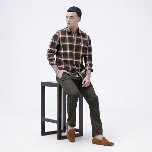 Image of BASICS 100% Cotton Checked Shirt for Men | Slim Fit | Everyday Smart Casual Wear | Full Sleeve