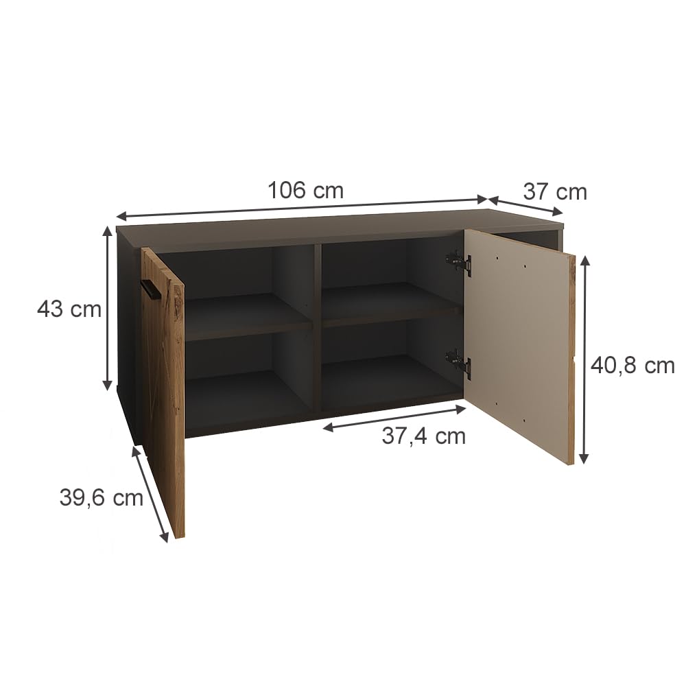 Vicco Armoire à Chaussures Irma, Anthracite/Artisan, 106x43cm