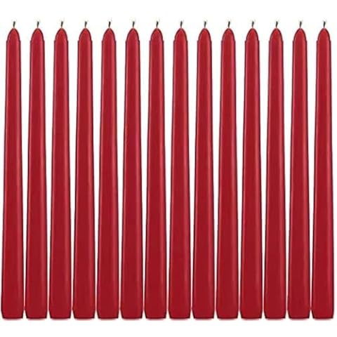 Red Taper Candles - Set of 14 Dripless Candles - 10 inch Tall, 3/4 inch Thick - 7.5 Hour Clean Burning Cover