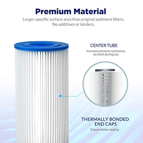 Membrane Solutions 20 Micron Pleated Polyester Sediment Water Filter 10"X2.5" Replacement Cartridge Universal Whole House Pre-Filter Compatible With W50Pe, Wfpfc3002, Spc-25-1050, Fm-50-975 - 4 Pack #TOP3