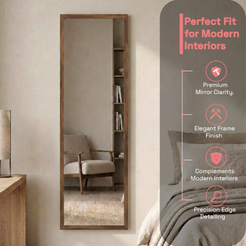 Image of Wakefit Decorative Rectangle Wall Mirror - 47 Inch | Metal Frame Wall Mirror for Living Room Bedroom Entryway Dressing Room Modern Home Decor & Gifting | Agbada Light Brown - 18.1x47.6x2 Inch