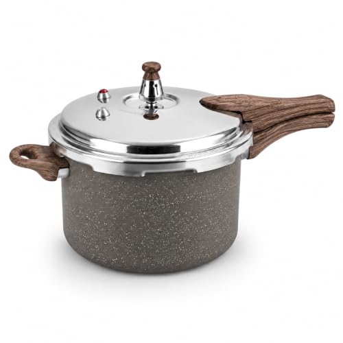 Panela de Pressão Cerâmica 4,2L Indução 4 Válvulas Cabo de Madeira