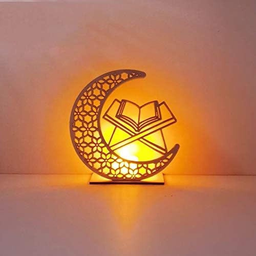 Ramadan Decorations for Home Eid Mubarak Moon Wooden Plaque Hanging Pendant Islam Muslim Event Party Mubarak Decor Supplies (Color : 4) (1)