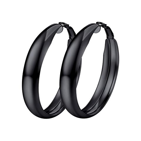 U7 Black Hoop Earrings 40mm Cover