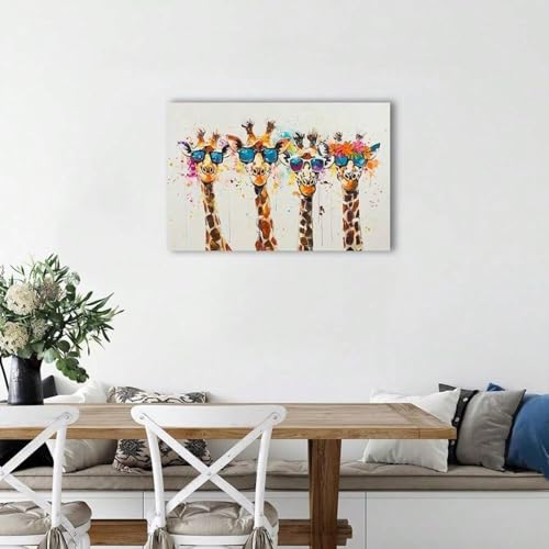 Peinture girafe colorée pour raviver un mur blanc vide 60x80 - 4